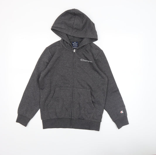 Champion Boys Grey Full Zip Hoodie Medium 9-10 Years Cotton Blend