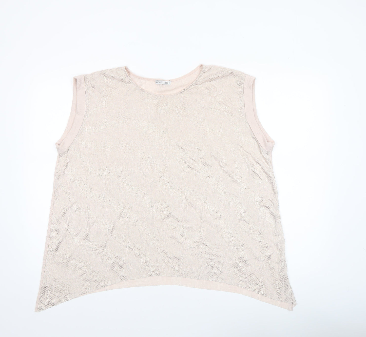 Zara Women Beige Sleeveless Basic Tank Top M