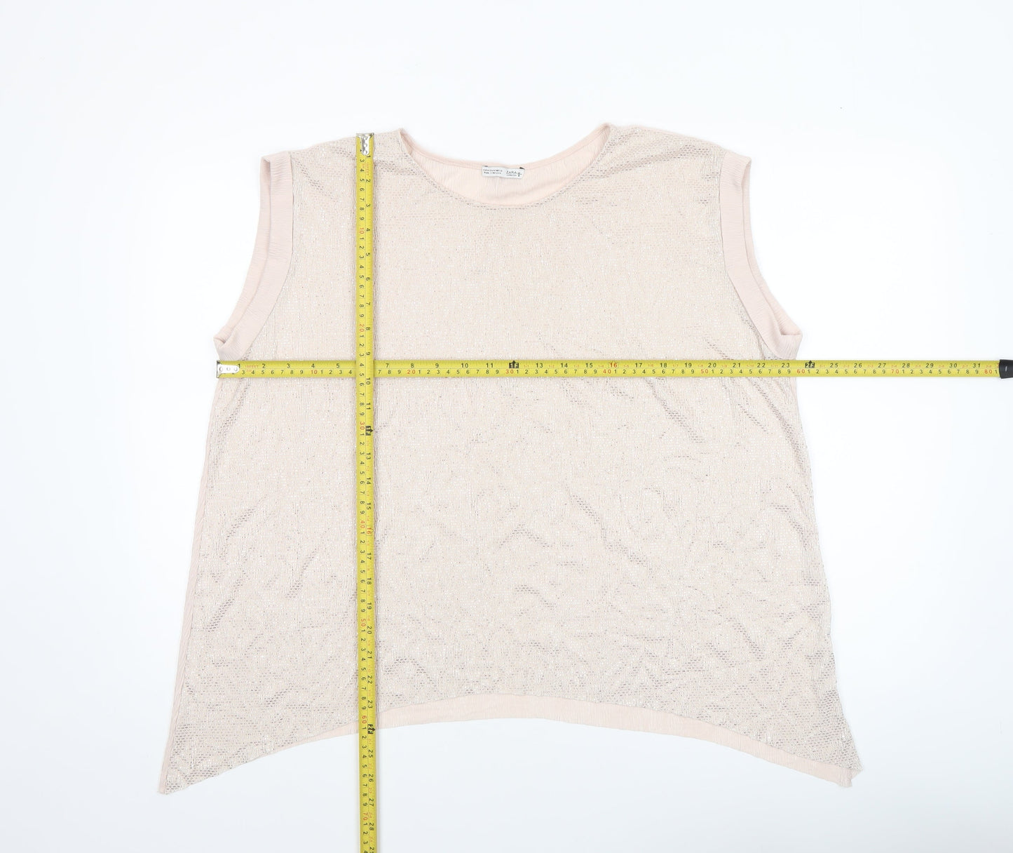 Zara Women Beige Sleeveless Basic Tank Top M