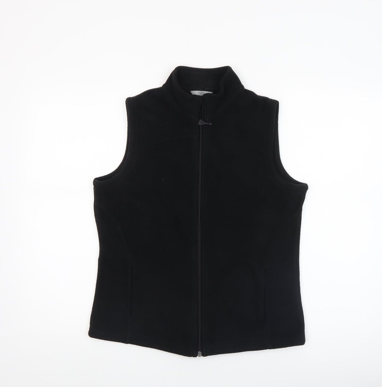 Marks and Spencer Women Black Fleece Waistcoat Size 12 Full Zip