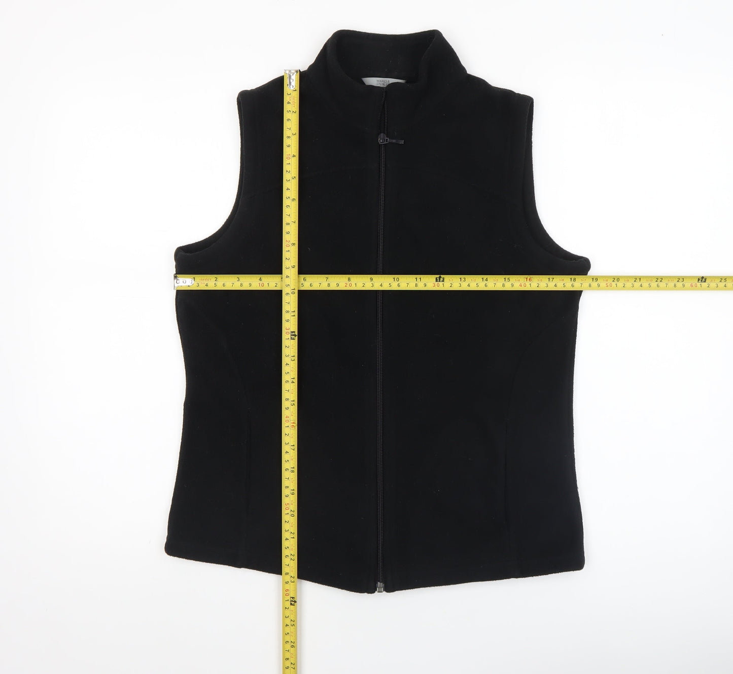 Marks and Spencer Women Black Fleece Waistcoat Size 12 Full Zip
