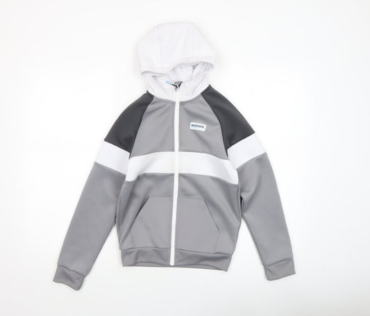 McKenzie Boys Grey Full Zip Hoodie 8-10 Years Colourblock Design