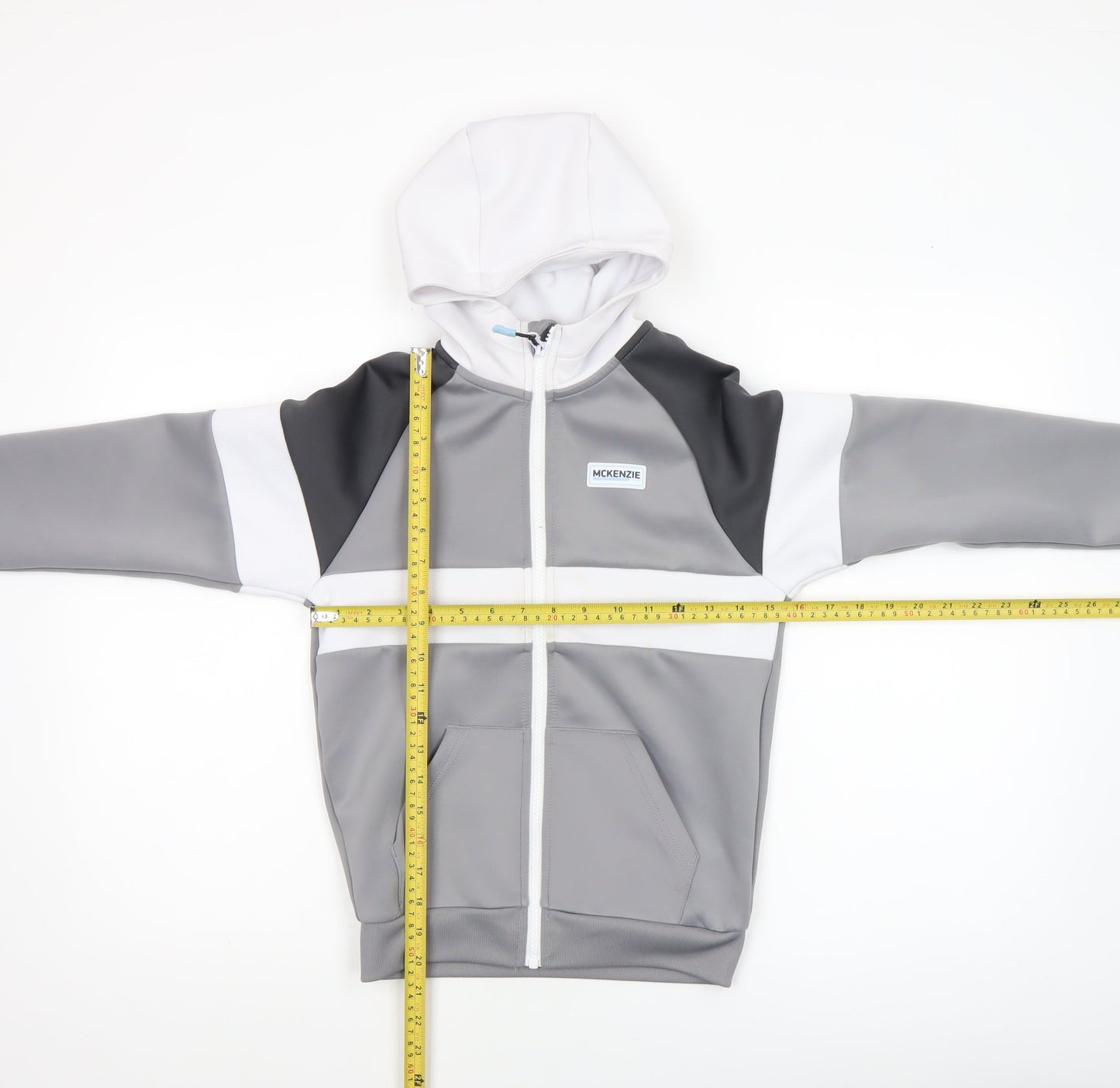 McKenzie Boys Grey Full Zip Hoodie 8-10 Years Colourblock Design
