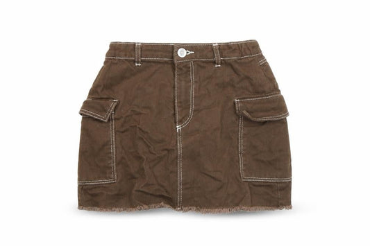 H&M Girls Brown Cargo Mini Skirt 11 Years 100% Cotton Utility Style