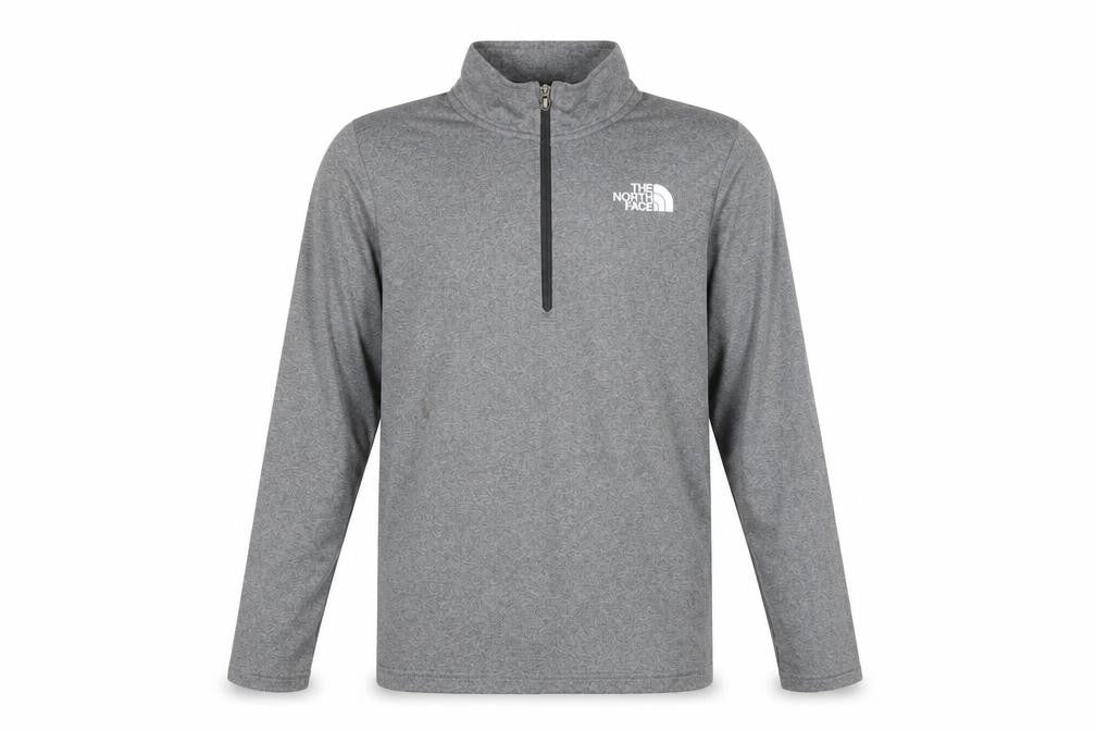 Front view of The North Face boys’ grey l 1/4 zip pullover active top