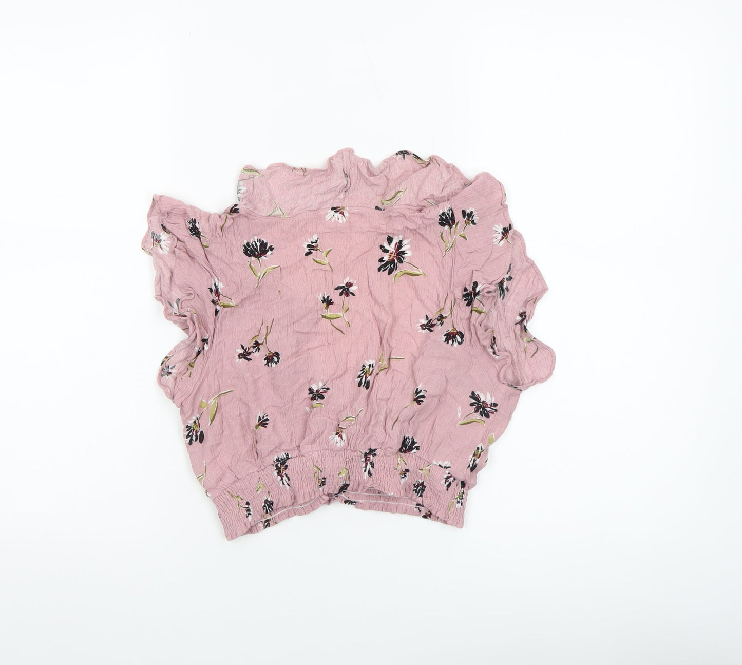 Lunik Women’s Pink Floral Ruffle Cropped Blouse Size S