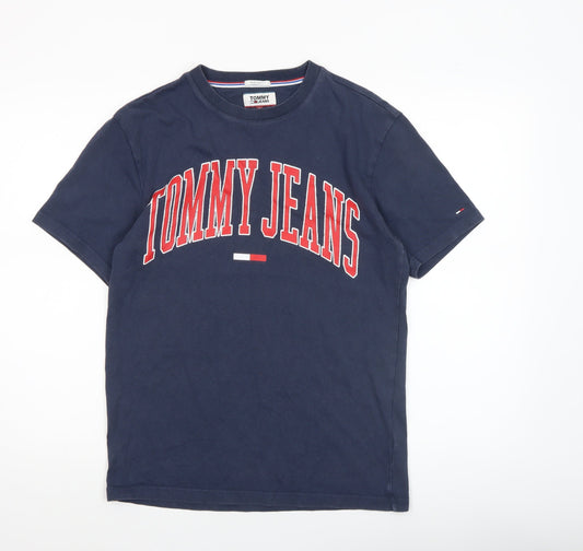 Tommy Jeans Men's Blue Regular Fit Cotton Logo T-Shirt Size S
