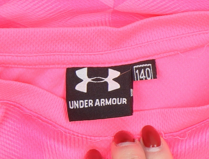Under Armour Boys Pink Short Sleeve Athletic T-Shirt Size 140 (12-13 Years)