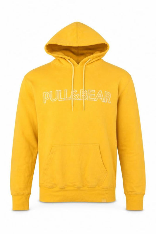 Pull & Bear Men Yellow Pullover Hoodie S Regular Fit