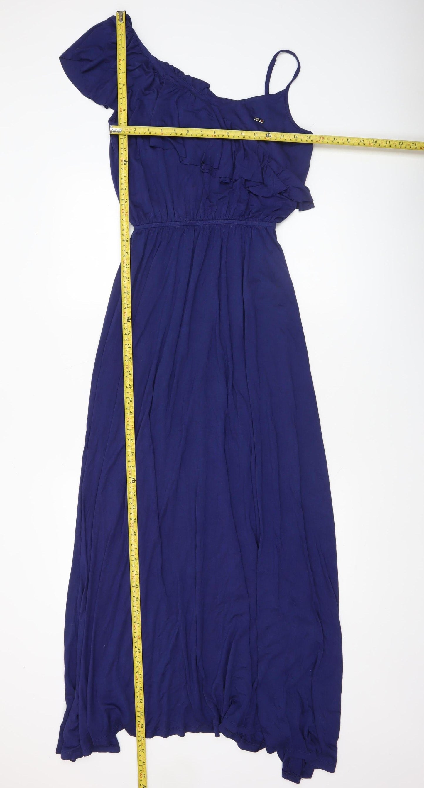 U.S. Polo Assn. Women's Blue One Shoulder Maxi Dress Size L