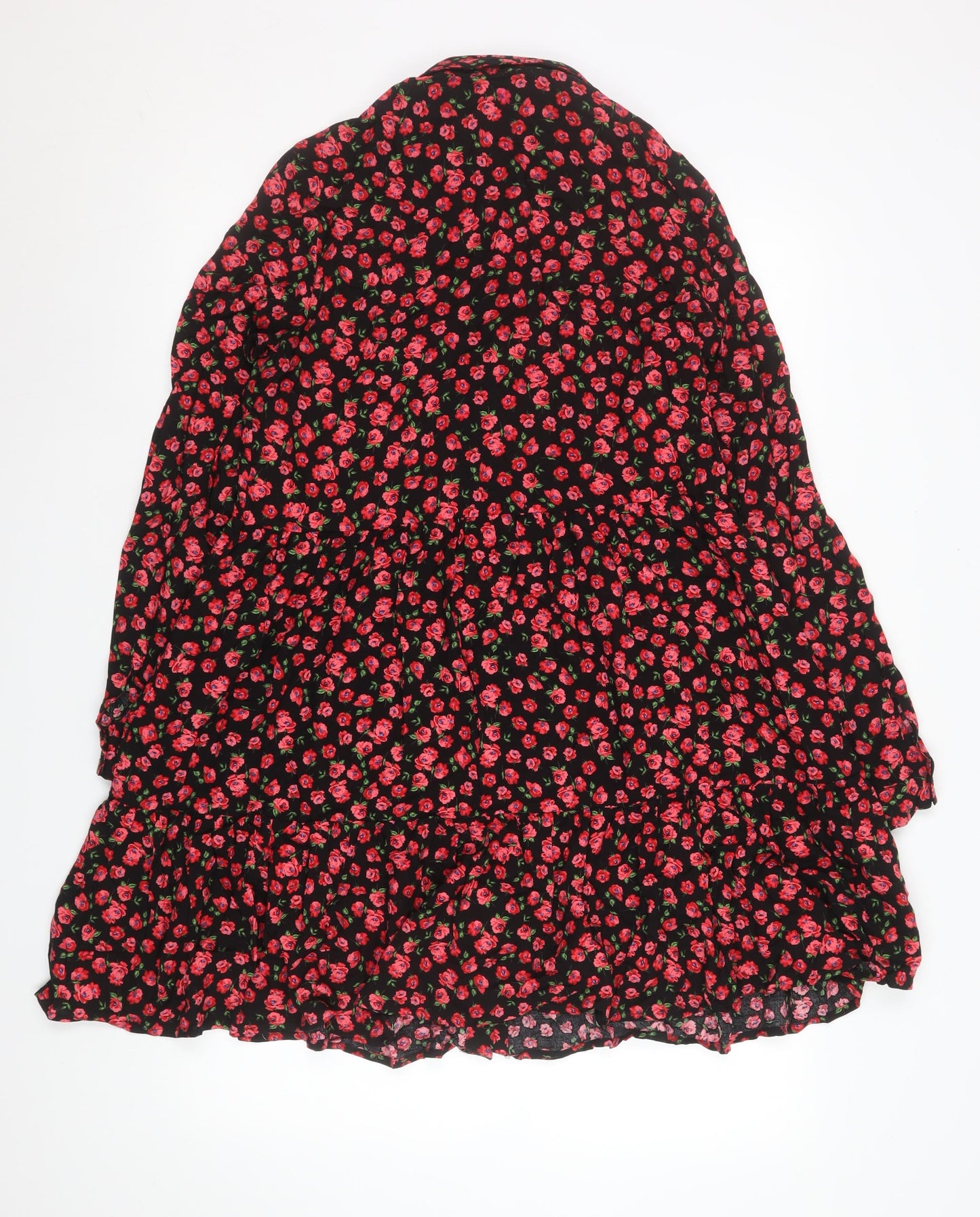 Stradivarius Women’s Black Floral Shirt Dress Size 10 Viscose