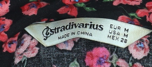 Stradivarius Women’s Black Floral Shirt Dress Size 10 Viscose