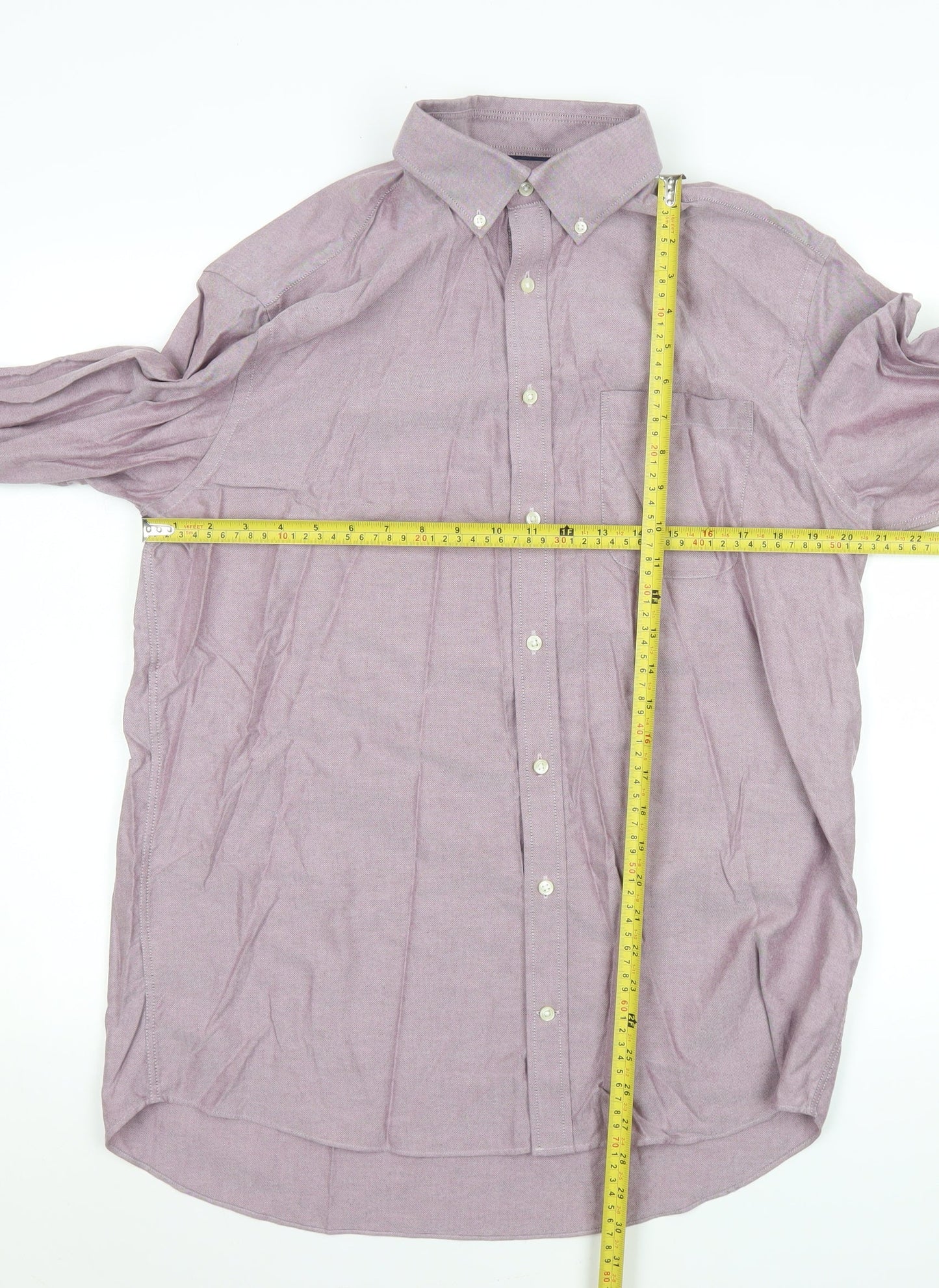 Marks and Spencer Men's Purple Regular Fit 100% Cotton Long Sleeve Dress Shirt 42cm Collar