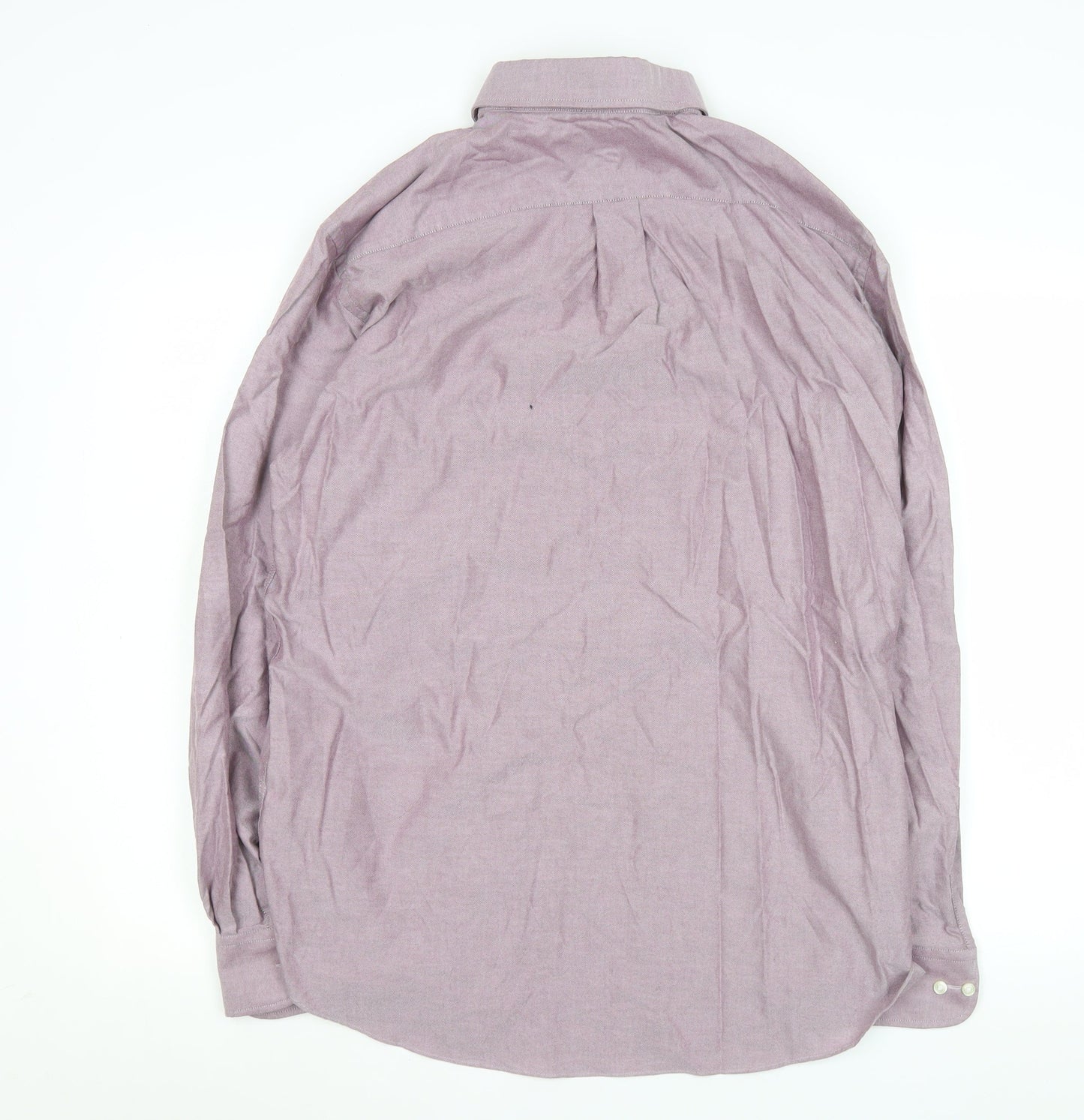 Marks and Spencer Men's Purple Regular Fit 100% Cotton Long Sleeve Dress Shirt 42cm Collar