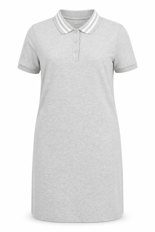 Vila Women’s Grey Collared Shirt Dress L Short Sleeve Jersey Casual