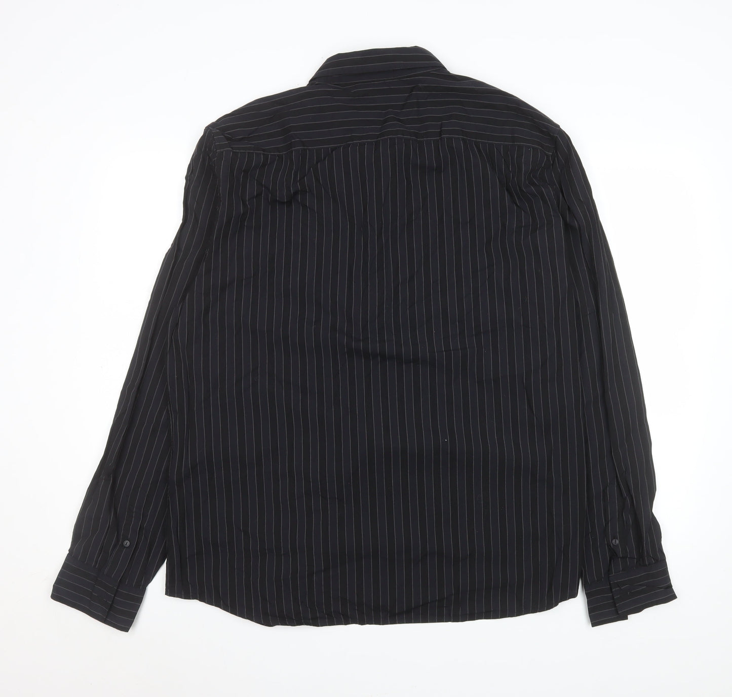 Linea Men's Black Pinstripe Cotton Long Sleeve Formal Shirt 2XL