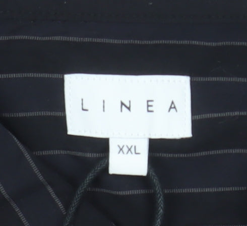 Linea Men's Black Pinstripe Cotton Long Sleeve Formal Shirt 2XL