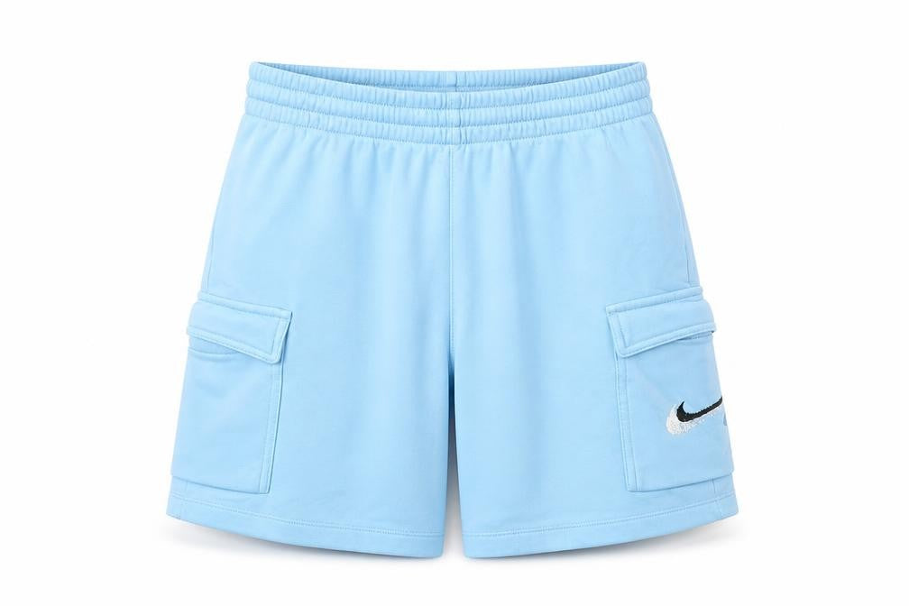 Nike Womens Blue Cotton Cargo Shorts L Stylish Sportswear