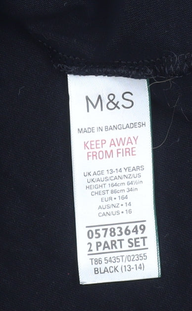 Marks and Spencer Teens Black Long Sleeve Teddy Nightshirt Size 14
