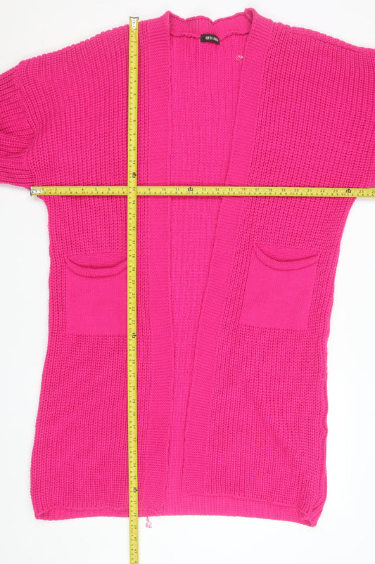 QED London Women’s Pink Chunky Knit Longline Cardigan Size 10