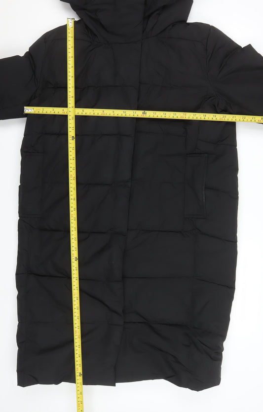 Gallery Womens Black Size 10 Long Puffer Coat Hooded Winter Jacket