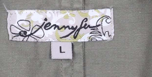 Jennyfer Women's Khaki Cotton Two-Button Blazer Jacket L