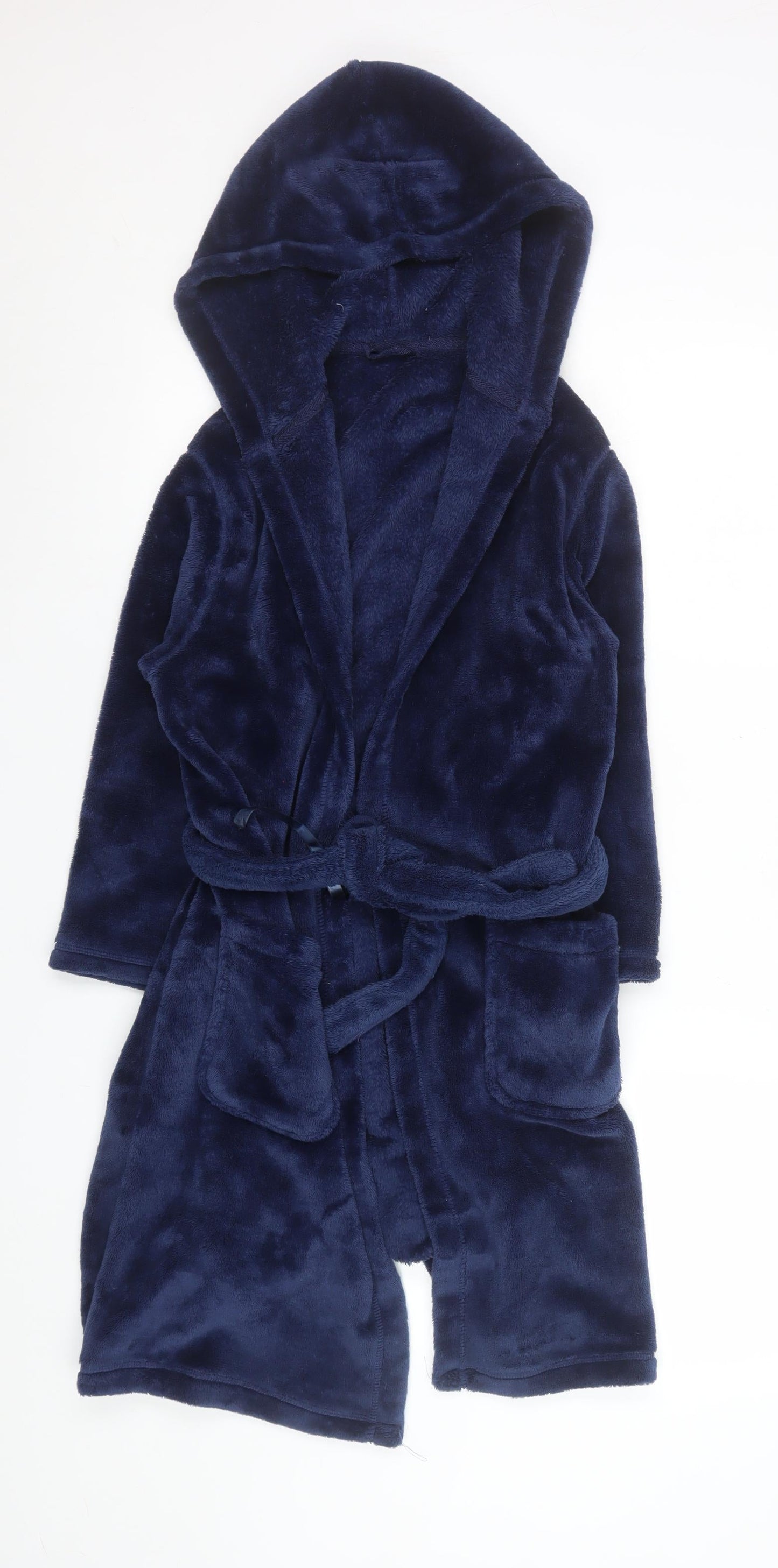 Marks and Spencer Boys Blue Fleece Hooded Robe 9-10 Years