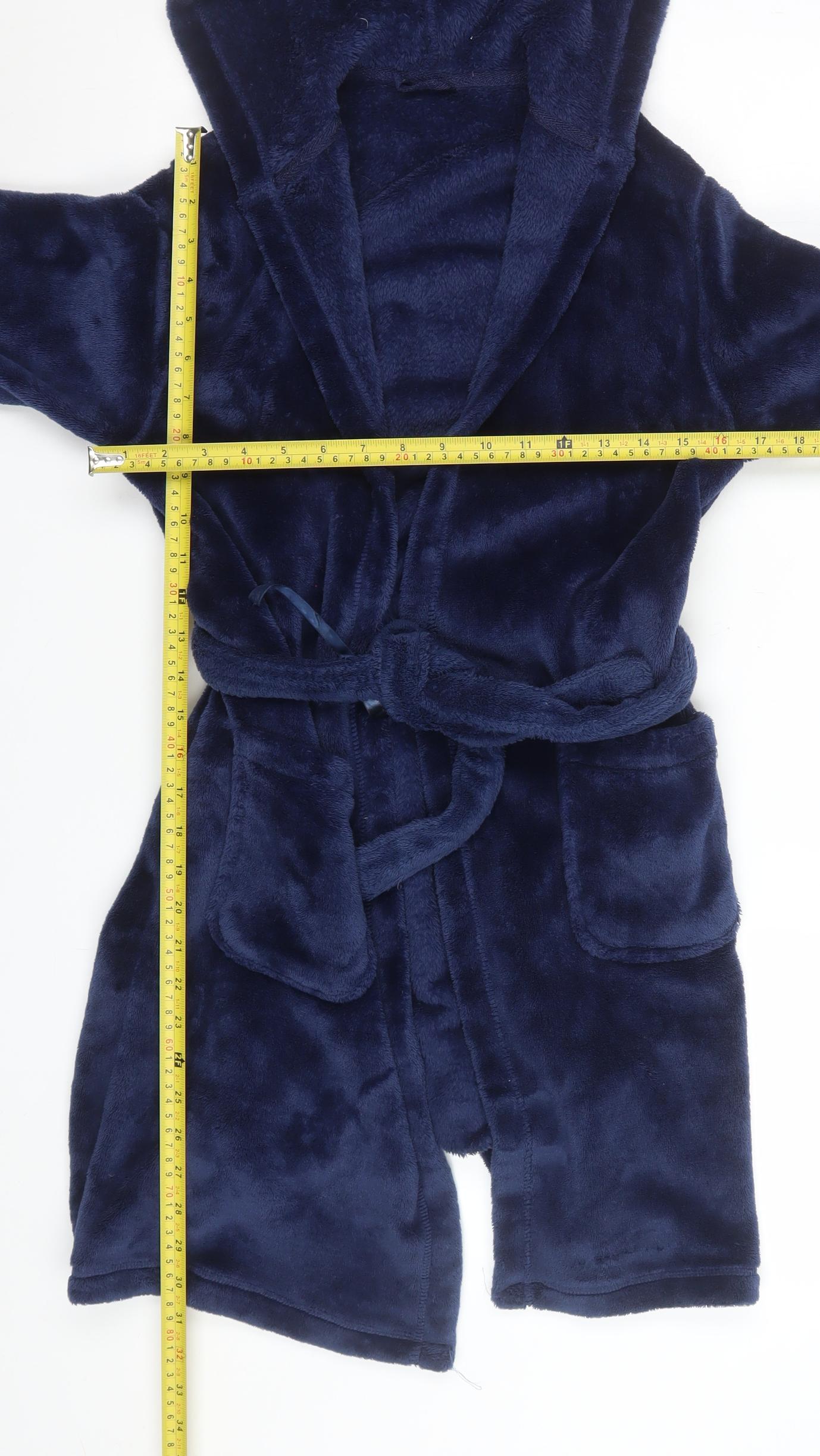 Marks and Spencer Boys Blue Fleece Hooded Robe 9-10 Years