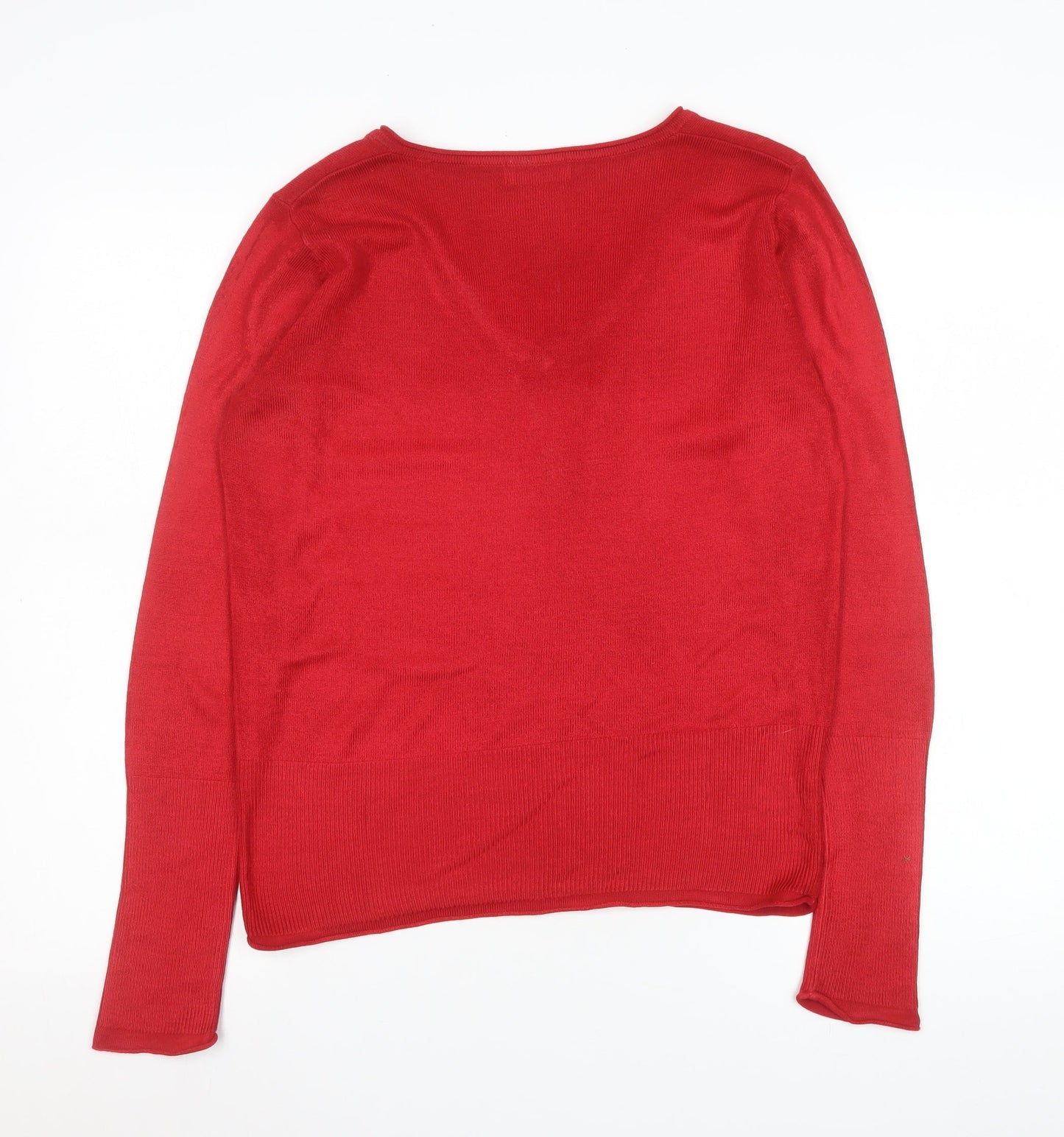 Marks and Spencer Per Una Red V-Neck Long Sleeve Women's Jumper Size 12