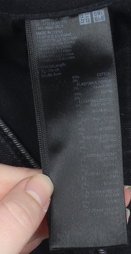 Uniqlo Women Black Skinny Jeans Size 10 Mid Rise Stretch Denim