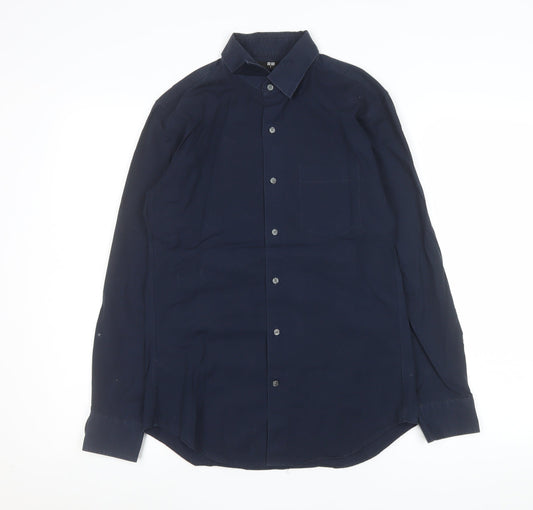 Uniqlo Men's Blue Slim Fit Long Sleeve Cotton Dress Shirt Size S
