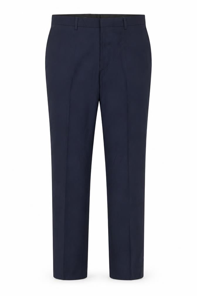 FCUK Men’s Blue Slim Fit Dress Trousers 34L Polyester Viscose Formal Pants