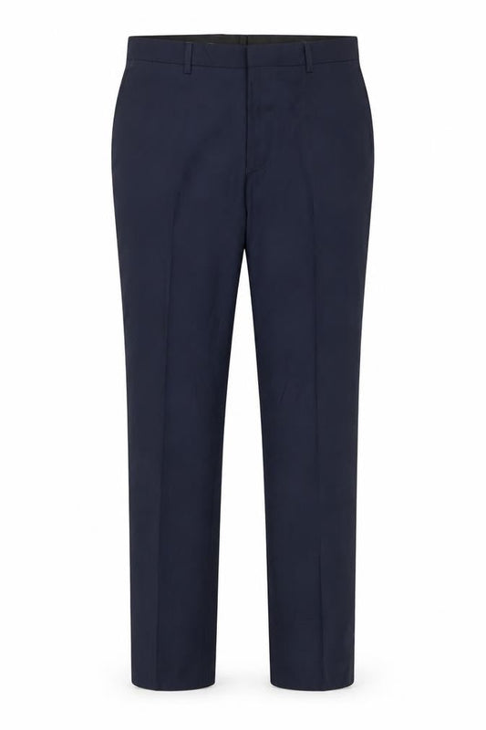 FCUK Men’s Blue Slim Fit Dress Trousers 34L Polyester Viscose Formal Pants