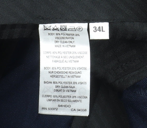 FCUK Men’s Blue Slim Fit Dress Trousers 34L Polyester Viscose Formal Pants