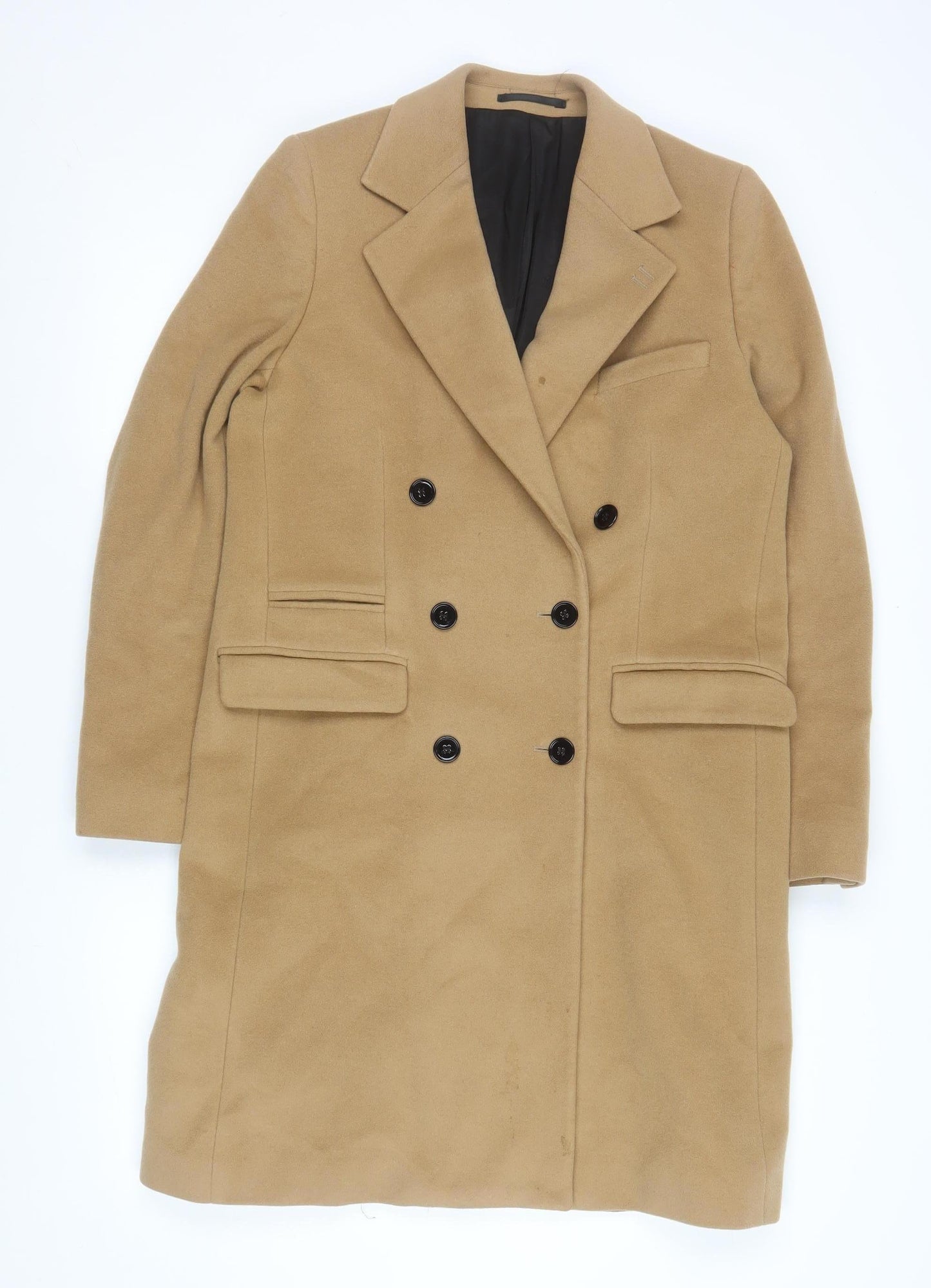 The Kooples Men's Beige Wool Overcoat 38 Classic Long