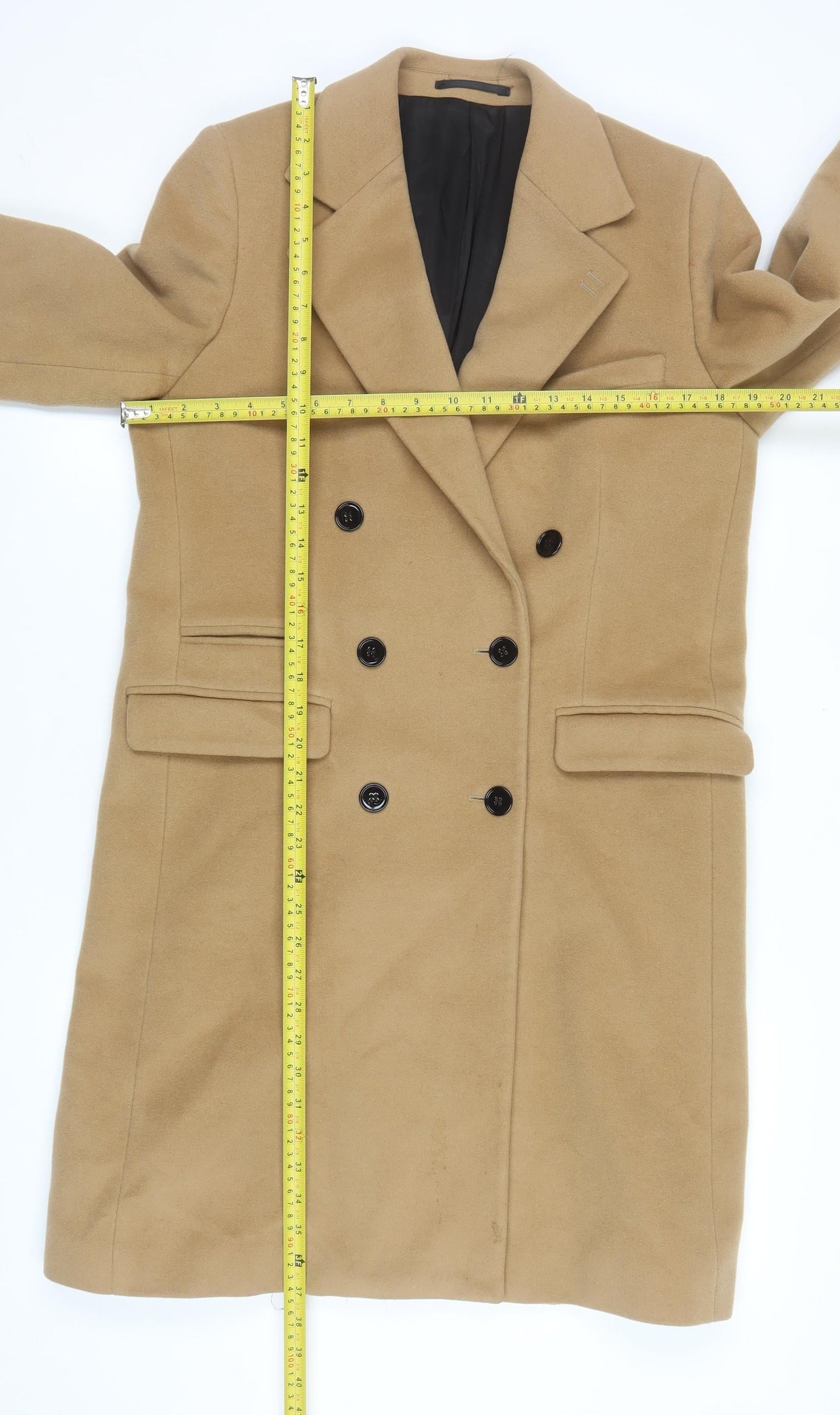 The Kooples Men's Beige Wool Overcoat 38 Classic Long