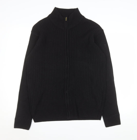 Premier Man Black Ribbed Full Zip Knit Men’s Jacket M 40in