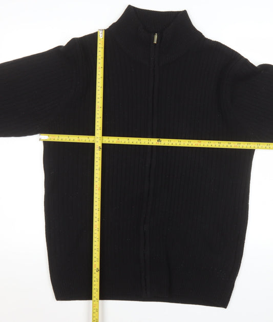 Premier Man Black Ribbed Full Zip Knit Men’s Jacket M 40in