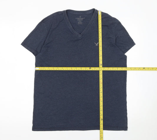 American Eagle Outfitters Men's Blue V-Neck Classic Fit T-Shirt M