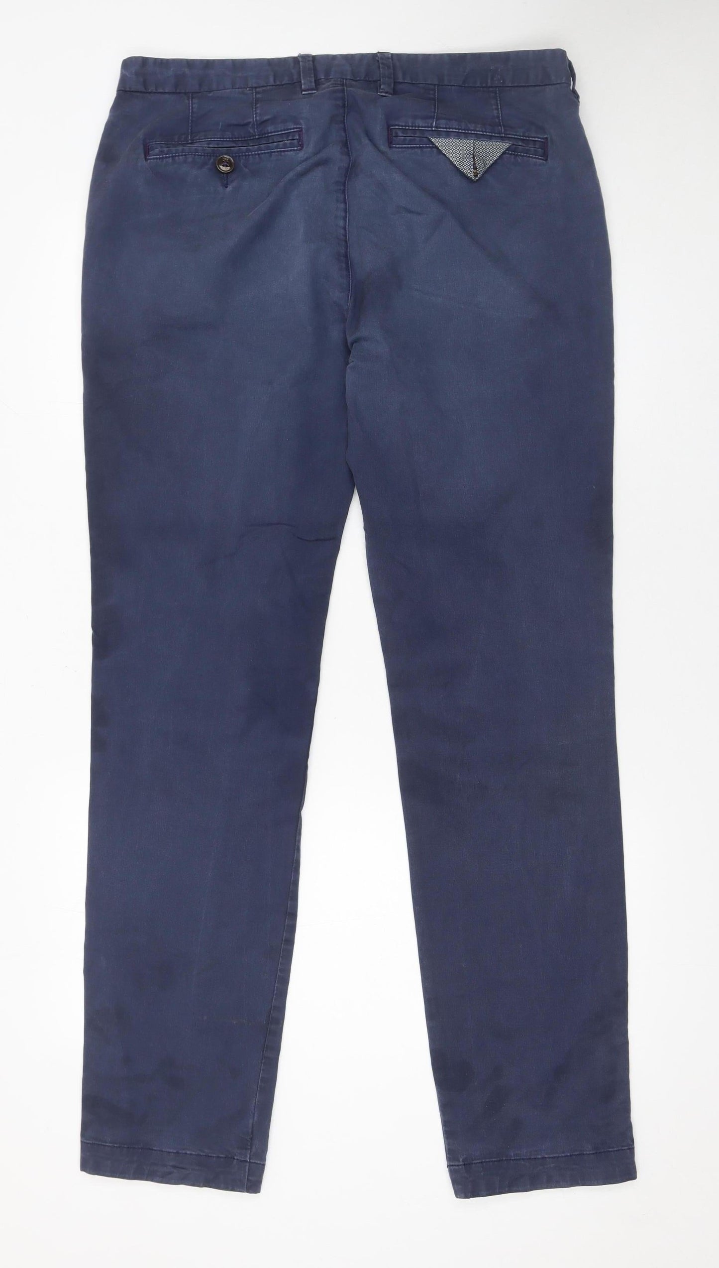 Ted Baker Men's Blue Chino Trousers 34L Cotton Blend Slim Fit