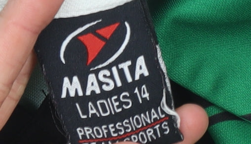 Masita Womens Green Collared Sports Jersey Size 14 Football Top
