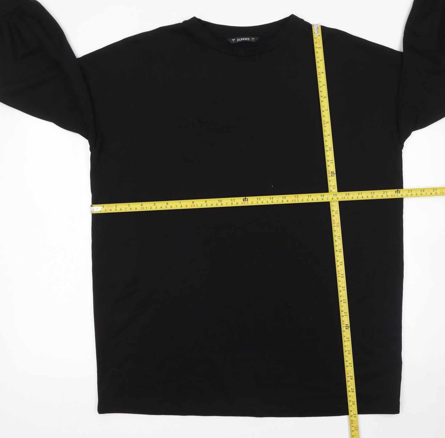 Dunnes Stores Women Black Long Sleeve Crew Neck Jersey Top Size L