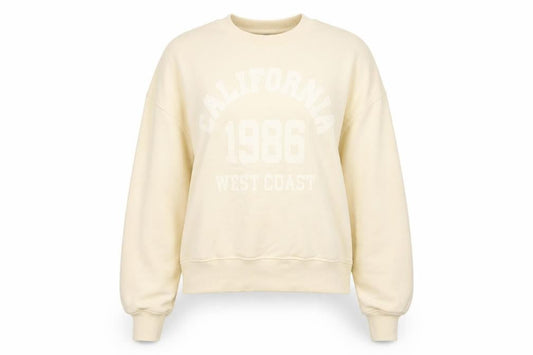 Front view of Dunnes women’s beige cotton blend pullover sweatshirt s