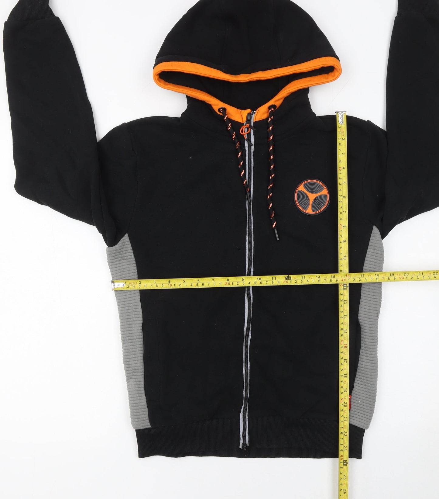 Marvel Taskmaster Men's Black XS Full Zip Hoodie with Orange Trim