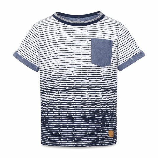 NAME IT Boys Blue White Striped T-Shirt Short Sleeve Cotton 9-10 Years