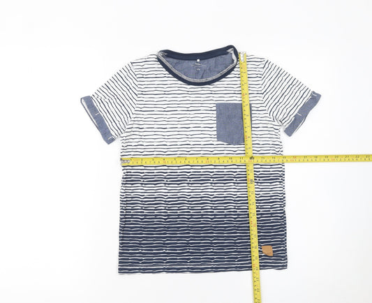Name It Boys Blue White Striped T-Shirt Short Sleeve Cotton 9-10 Years