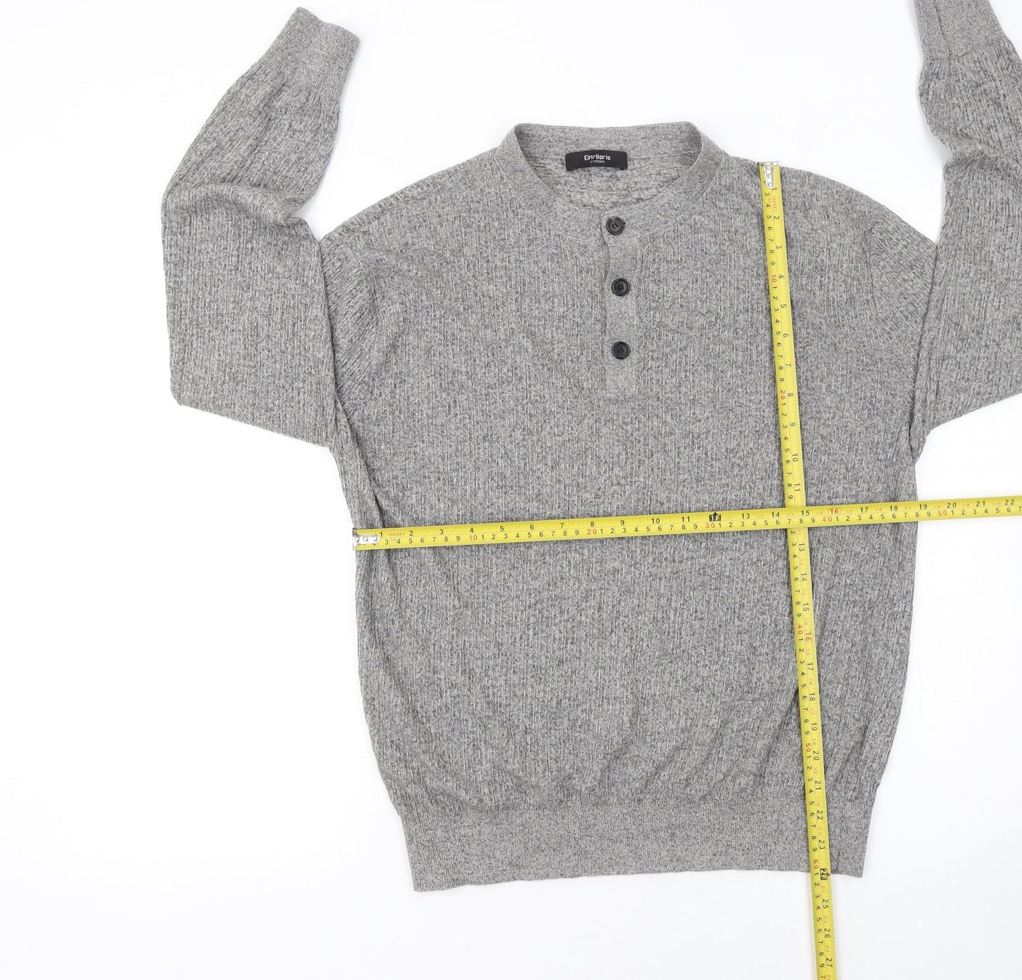 Einrlloris Boys Grey Henley Knit Jumper L Long Sleeve Winter Classic