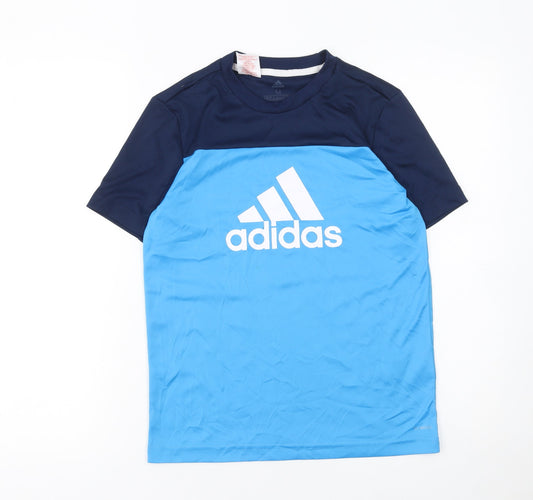 Adidas Boys Blue ClimaCool Sports T-Shirt 11-12 Years Short Sleeve Active Top