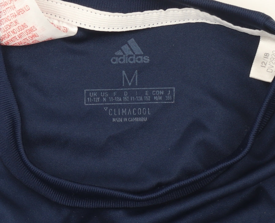 Adidas Boys Blue ClimaCool Sports T-Shirt 11-12 Years Short Sleeve Active Top