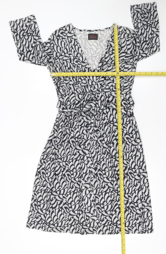 Avoca Anthology Women’s Black Geometric Wrap Dress Size 8